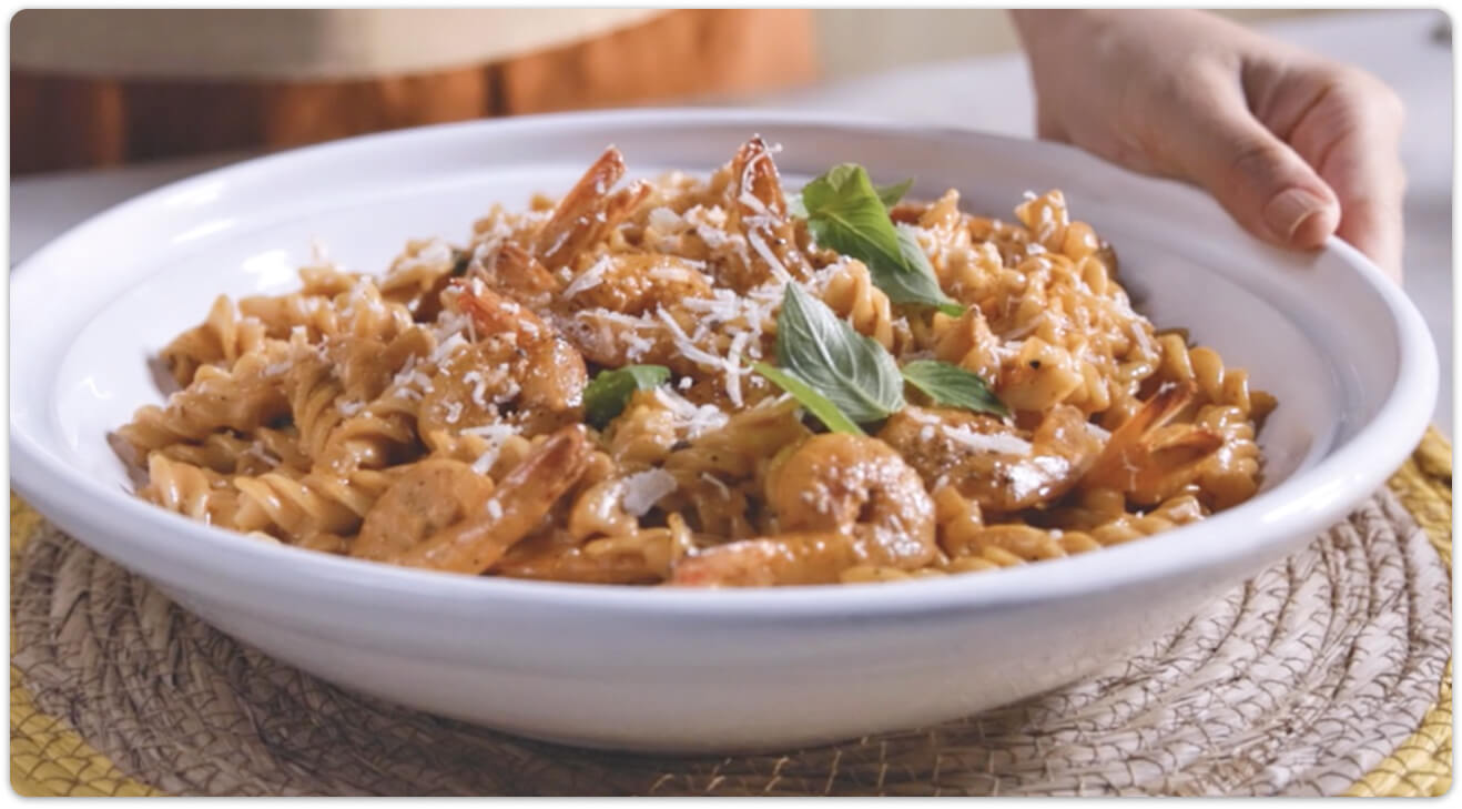 Pâtes Fusilli aux Crevettes